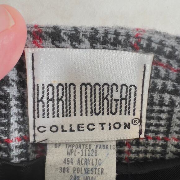 Karin Morgan Collection Wool Blend A-Line Mini Skirt Woman's 12 Black Red Plaid - Picture 2 of 12